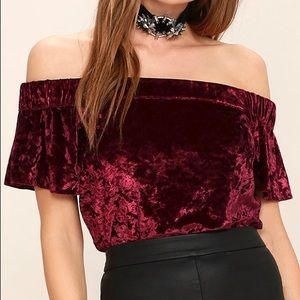 Velvet Off-the-shoulder Top